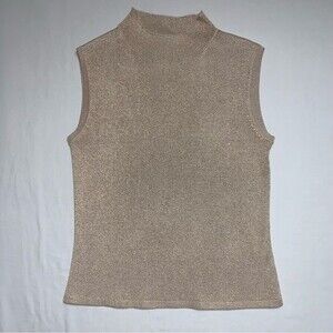 Coldwater Creek Gold Shimmer Sleeveless Top Women’s XS Blouse Shirt Spring Tank